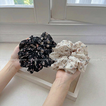 A244 - Dây buộc Premium elegant floral silk chiffon scrunchies