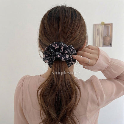 A244 - Dây buộc Premium elegant floral silk chiffon scrunchies