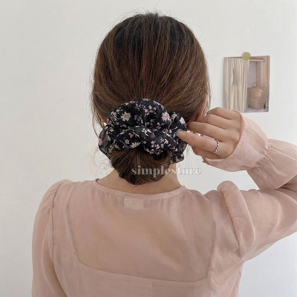 A244 - Dây buộc Premium elegant floral silk chiffon scrunchies