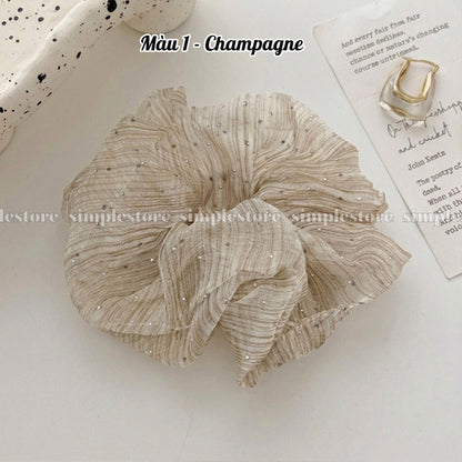 A245 - Dây buộc Starry sky shimmer striped mesh scrunchies