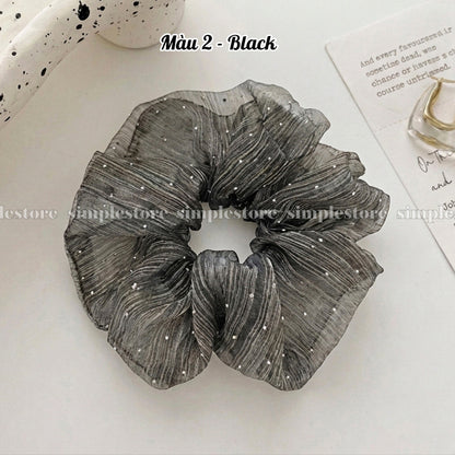 A245 - Dây buộc Starry sky shimmer striped mesh scrunchies