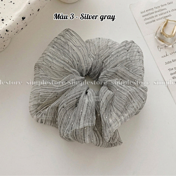 A245 - Dây buộc Starry sky shimmer striped mesh scrunchies