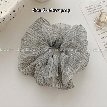 A245 - Dây buộc Starry sky shimmer striped mesh scrunchies
