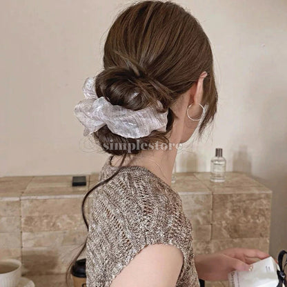 A245 - Dây buộc Starry sky shimmer striped mesh scrunchies