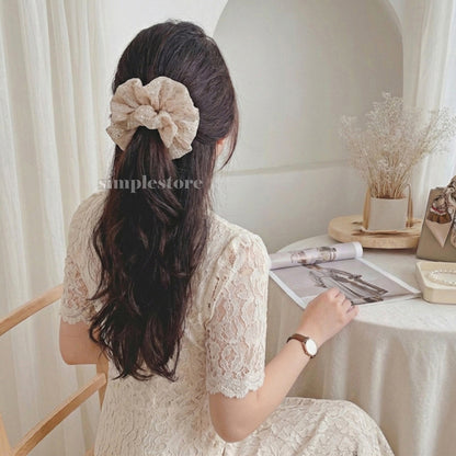 A245 - Dây buộc Starry sky shimmer striped mesh scrunchies