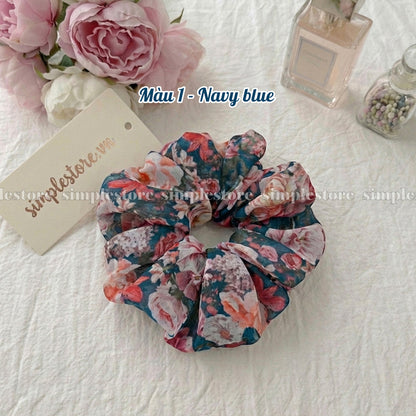 A246 - Dây buộc Vintage blooming floral scrunchies