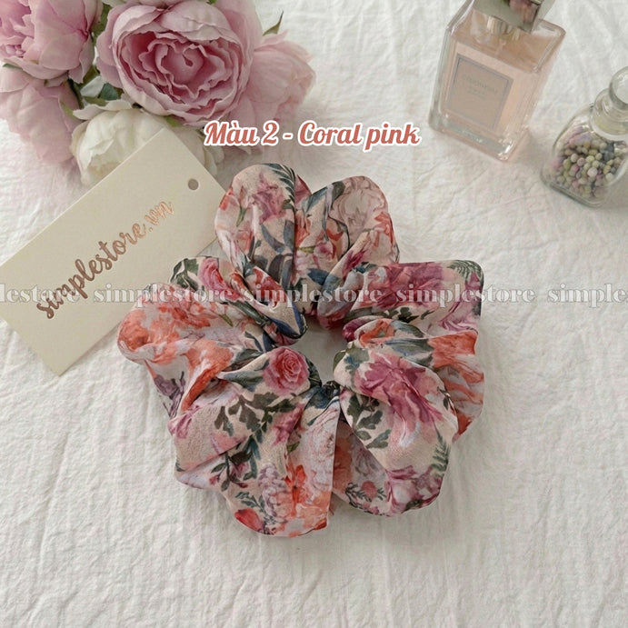 A246 - Dây buộc Vintage blooming floral scrunchies