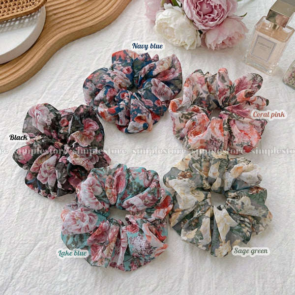 A246 - Dây buộc Vintage blooming floral scrunchies