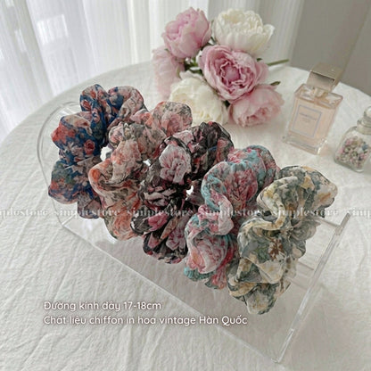 A246 - Dây buộc Vintage blooming floral scrunchies