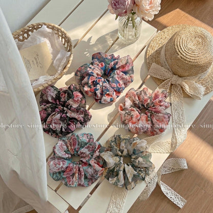 A246 - Dây buộc Vintage blooming floral scrunchies