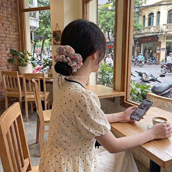 A246 - Dây buộc Vintage blooming floral scrunchies