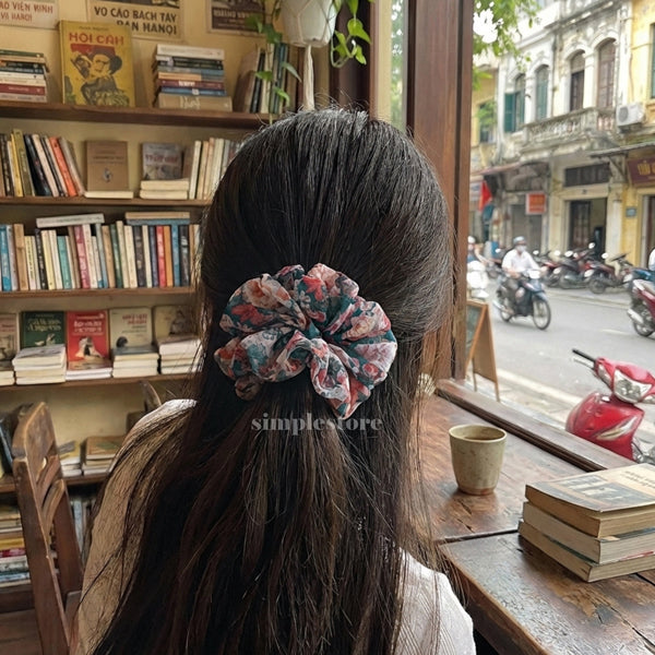 A246 - Dây buộc Vintage blooming floral scrunchies