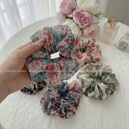 A246 - Dây buộc Vintage blooming floral scrunchies