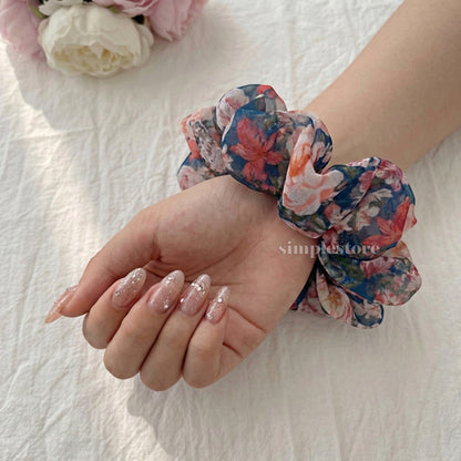 A246 - Dây buộc Vintage blooming floral scrunchies