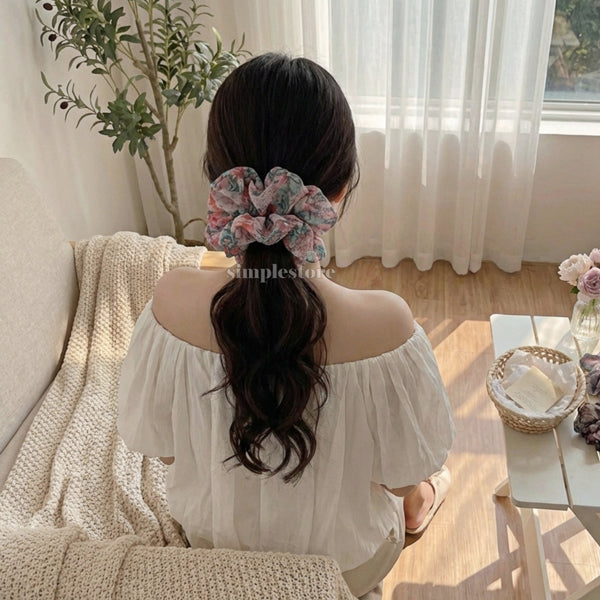 A246 - Dây buộc Vintage blooming floral scrunchies