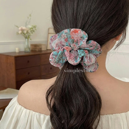 A246 - Dây buộc Vintage blooming floral scrunchies