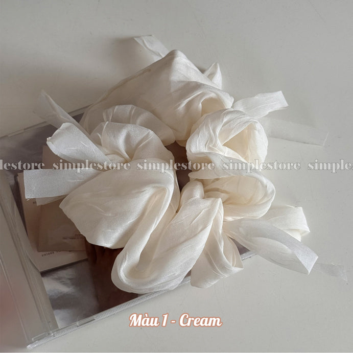 A248 - Dây buộc Fairy gentle and graceful light gauze scrunchies with knotted bow messy