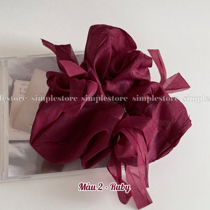 A248 - Dây buộc Fairy gentle and graceful light gauze scrunchies with knotted bow messy