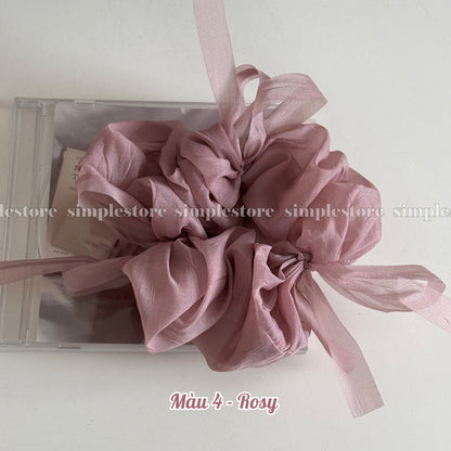 A248 - Dây buộc Fairy gentle and graceful light gauze scrunchies with knotted bow messy