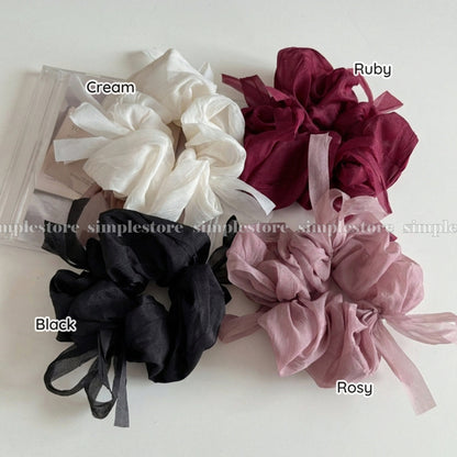 A248 - Dây buộc Fairy gentle and graceful light gauze scrunchies with knotted bow messy