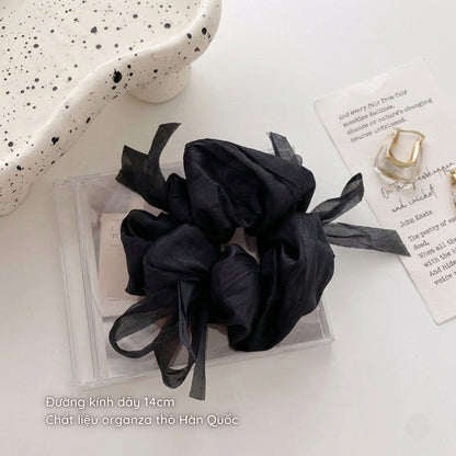 A248 - Dây buộc Fairy gentle and graceful light gauze scrunchies with knotted bow messy