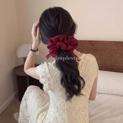 A248 - Dây buộc Fairy gentle and graceful light gauze scrunchies with knotted bow messy