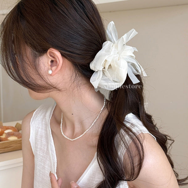 A248 - Dây buộc Fairy gentle and graceful light gauze scrunchies with knotted bow messy