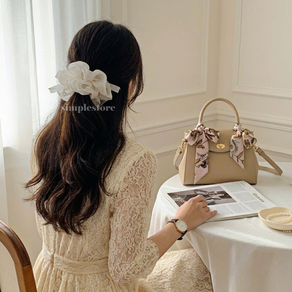 A248 - Dây buộc Fairy gentle and graceful light gauze scrunchies with knotted bow messy