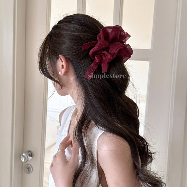 A248 - Dây buộc Fairy gentle and graceful light gauze scrunchies with knotted bow messy