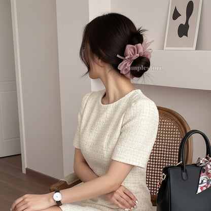 A248 - Dây buộc Fairy gentle and graceful light gauze scrunchies with knotted bow messy
