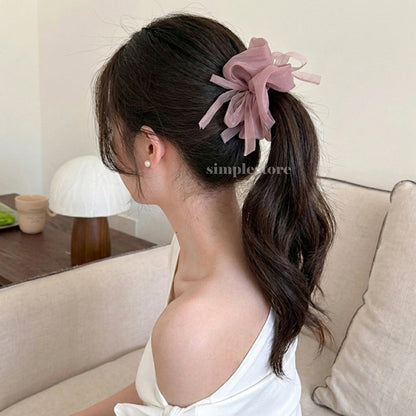 A248 - Dây buộc Fairy gentle and graceful light gauze scrunchies with knotted bow messy