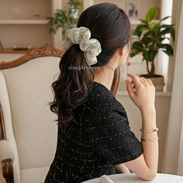 A249 - Dây buộc Retro camellia printed scrunchies