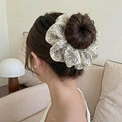 A249 - Dây buộc Retro camellia printed scrunchies