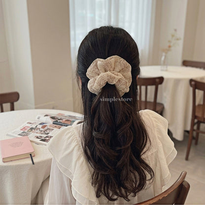 A249 - Dây buộc Retro camellia printed scrunchies