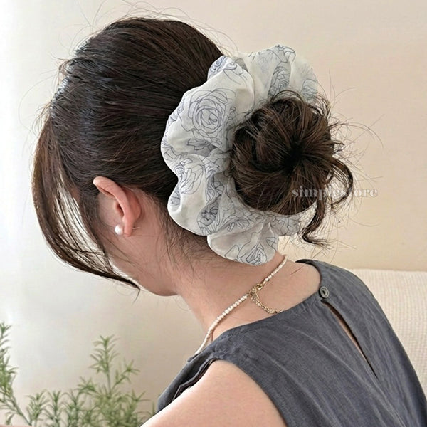 A249 - Dây buộc Retro camellia printed scrunchies