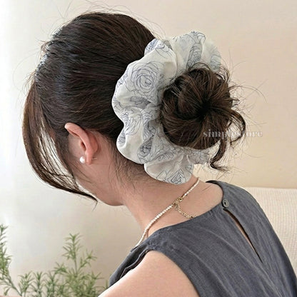 A249 - Dây buộc Retro camellia printed scrunchies