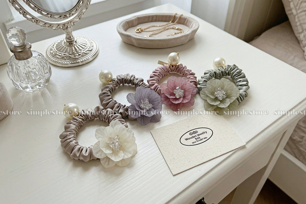 A252 - Dây buộc La Rose crystal scrunchies