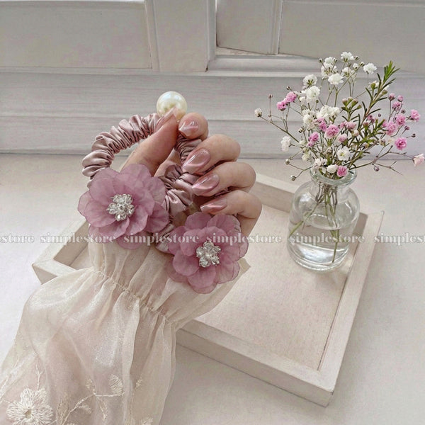 A252 - Dây buộc La Rose crystal scrunchies