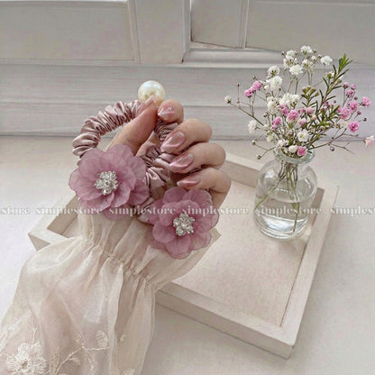 A252 - Dây buộc La Rose crystal scrunchies