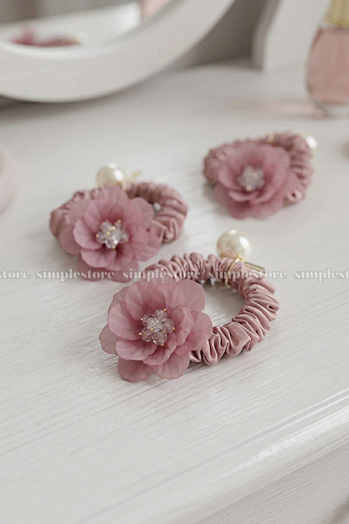 A252 - Dây buộc La Rose crystal scrunchies