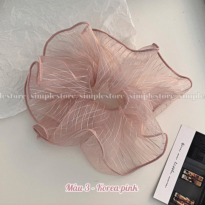 A254 - Dây buộc Aura cloud light luxury striped scrunchies