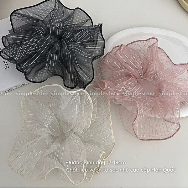 A254 - Dây buộc Aura cloud light luxury striped scrunchies