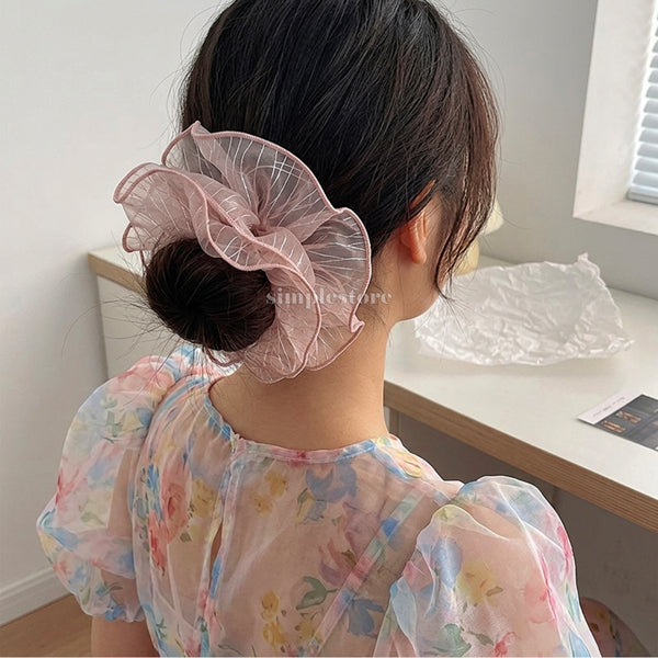 A254 - Dây buộc Aura cloud light luxury striped scrunchies