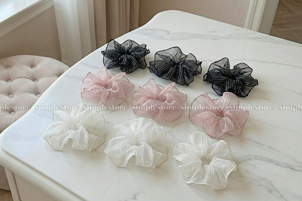 A254 - Dây buộc Aura cloud light luxury striped scrunchies