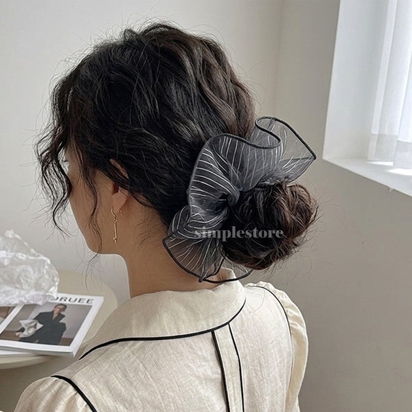 A254 - Dây buộc Aura cloud light luxury striped scrunchies