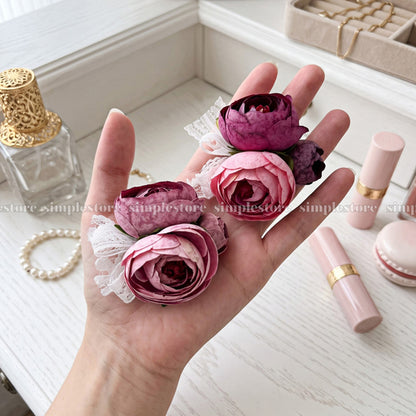 A260 - [𝑆𝑖𝑔𝑛𝑎𝑡𝑢𝑟𝑒] Dây buộc Vintage Camellia Floral hair tie