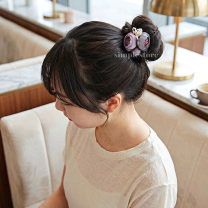 A260 - [𝑆𝑖𝑔𝑛𝑎𝑡𝑢𝑟𝑒] Dây buộc Vintage Camellia Floral hair tie