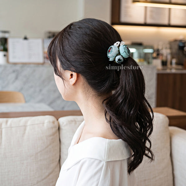 A260 - [𝑆𝑖𝑔𝑛𝑎𝑡𝑢𝑟𝑒] Dây buộc Vintage Camellia Floral hair tie