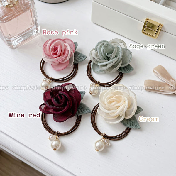 A262 - Dây buộc French Rosette Pearl hair tie