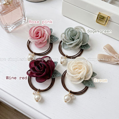 A262 - Dây buộc French Rosette Pearl hair tie